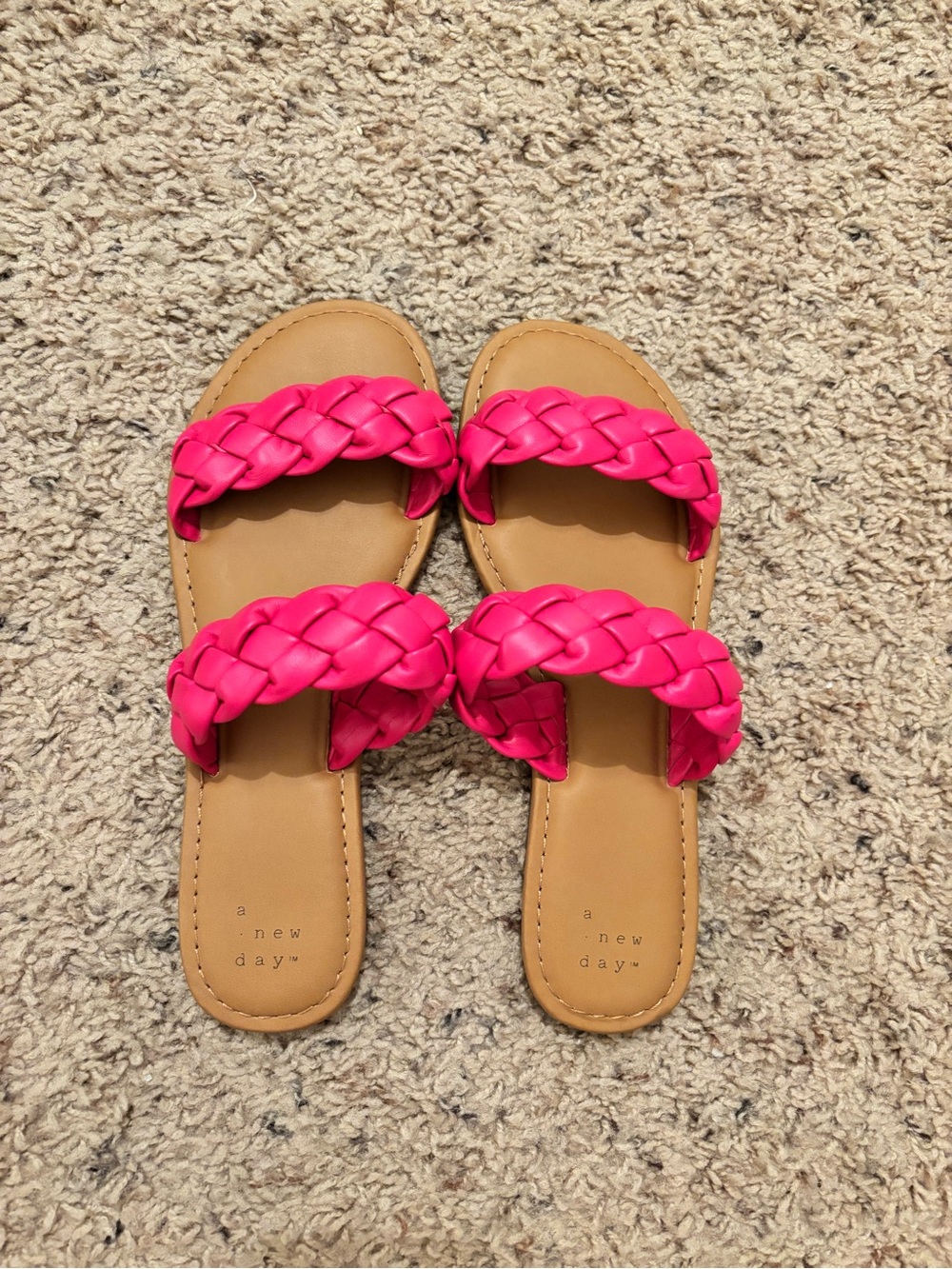 Hot Pink Braided Slide Sandals